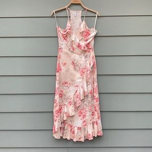 Love fire rose floral wrap maxi dress
